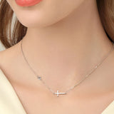 Cross 925 Sterling Silver Moissanite Necklace - Trendsi