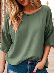 Full Size Round Neck Half Sleeve T-Shirt Plus Size - Trendsi
