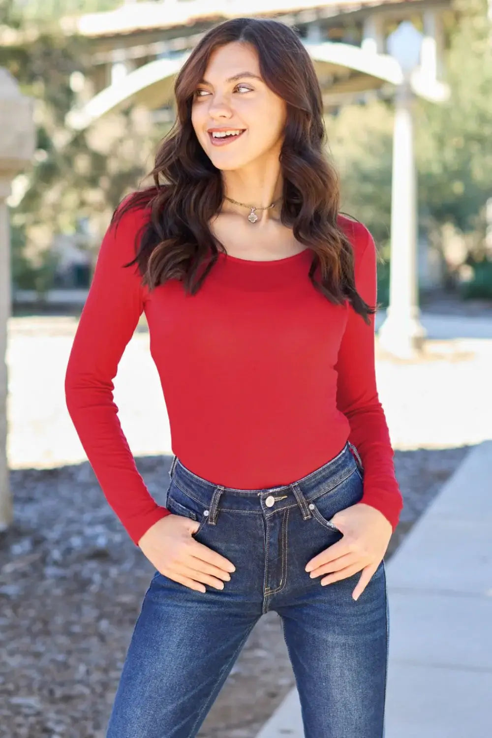 Basic Bae Full Size Round Neck Long Sleeve Bodysuit - ShopBasicbae - Flyclothing LLC