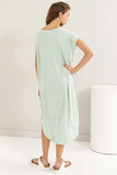 HYFVE Short Sleeve High-Low Slit Midi Dress - Trendsi - Flyclothing LLC