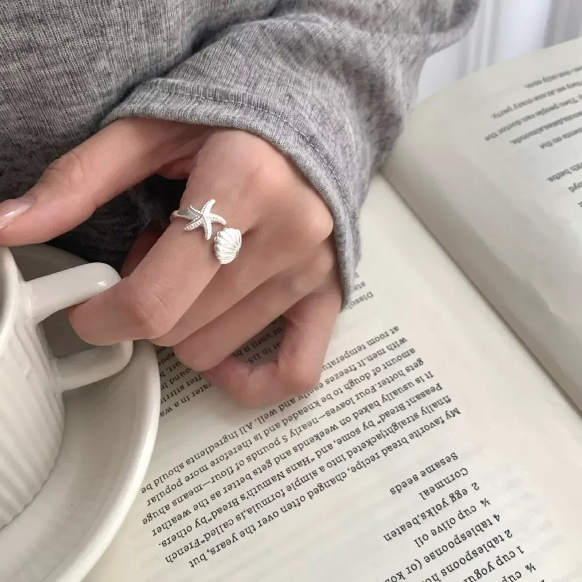 Starfish & Seashell Open Ring - Trendsi - Flyclothing LLC
