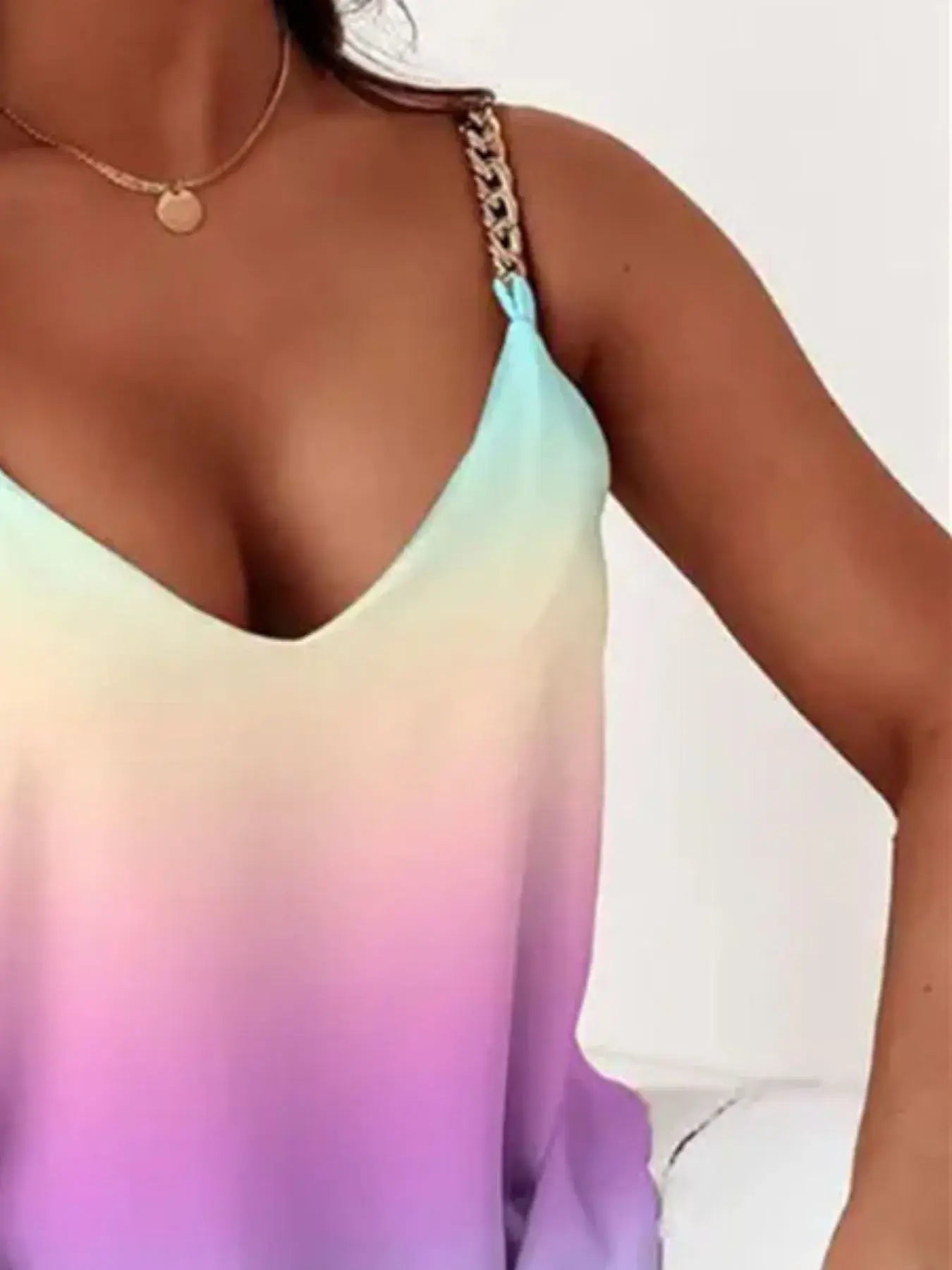 Chain Strap V-Neck Tank Top - Trendsi - Flyclothing LLC