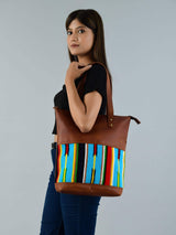 Multicoloured Leather Tote Bag - Classy Leather Bags - Flyclothing LLC