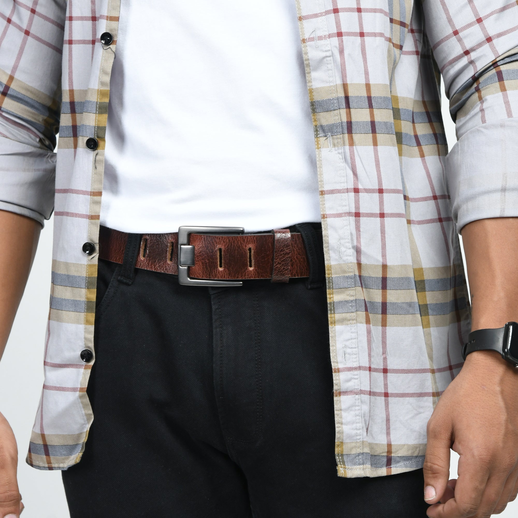 Timberline Dark Brown Leather Belt - Classy Leather Bags - Flyclothing LLC