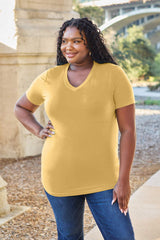 Basic Bae Bamboo Full Size V-Neck Short Sleeve T-Shirt - Trendsi - Flyclothing LLC