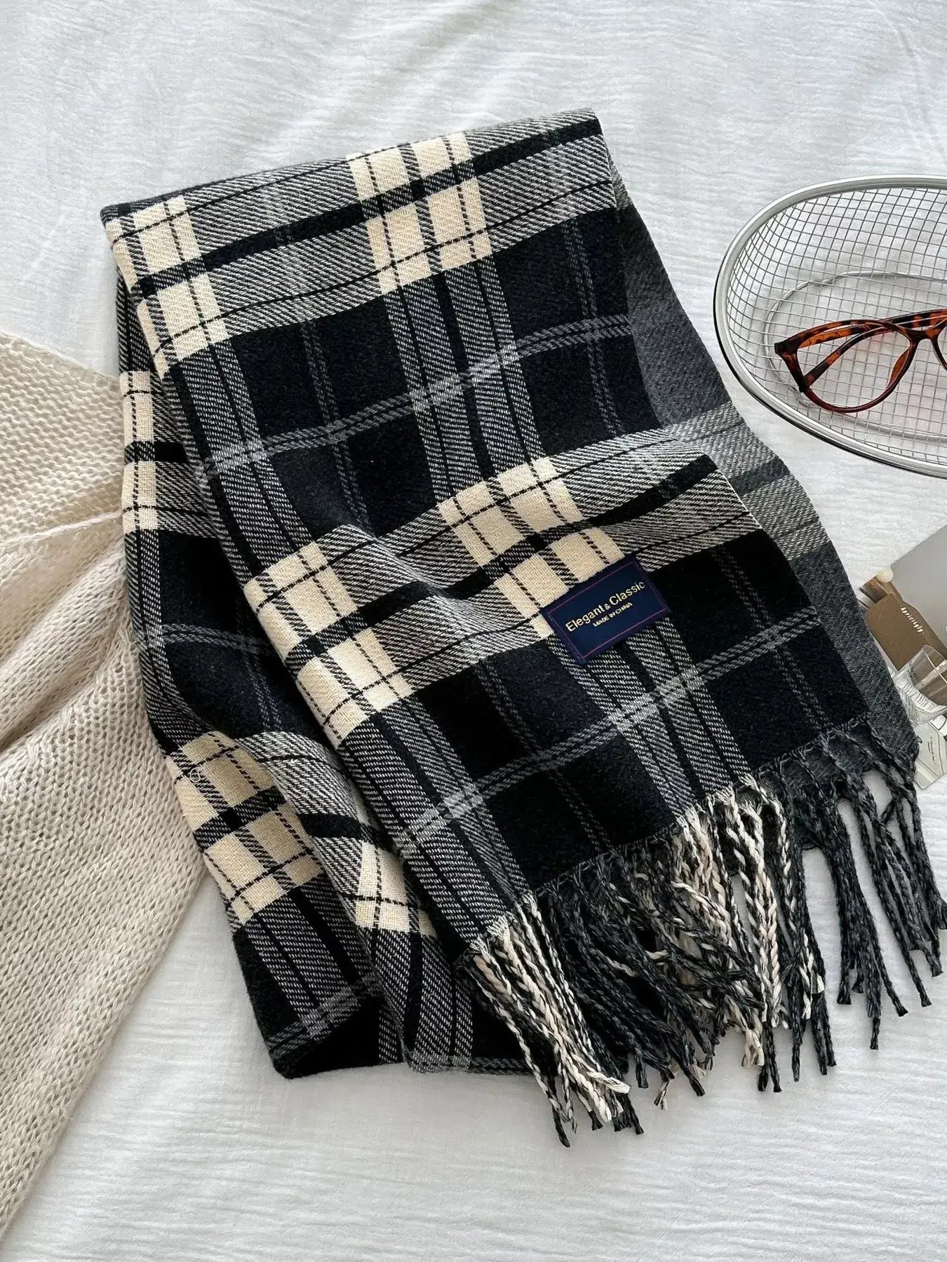 Classic Fringe Plaid Scarf - Trendsi - Flyclothing LLC