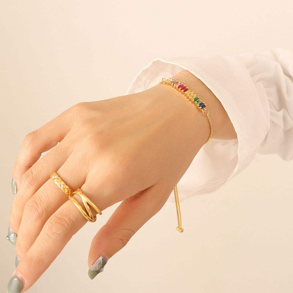Contrast Zircon Titanium Steel Bracelet - Trendsi - Flyclothing LLC