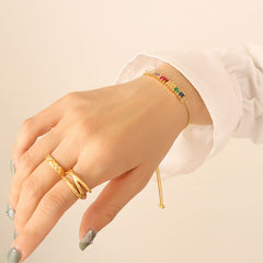Contrast Zircon Titanium Steel Bracelet - Trendsi