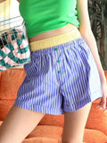 Striped Elastic Waist Shorts - Trendsi