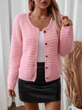 BUtton Up Long Sleeve Cardigan - Trendsi