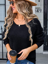 Decor Button Drop Shoulder Knit Top - Trendsi - Flyclothing LLC