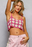 POL Floral Pattern Crochet Cropped Cami with Scalloped Edge - Trendsi - Flyclothing LLC