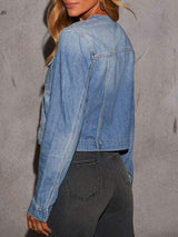 Snap Down Dropped Cargo Denim Jacket - Trendsi - Flyclothing LLC