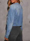 Snap Down Dropped Cargo Denim Jacket - Trendsi