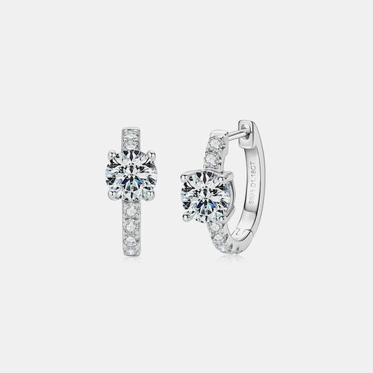 2.36 Carat Moissanite Zircon 925 Sterling Silver Hoop Earrings - Trendsi