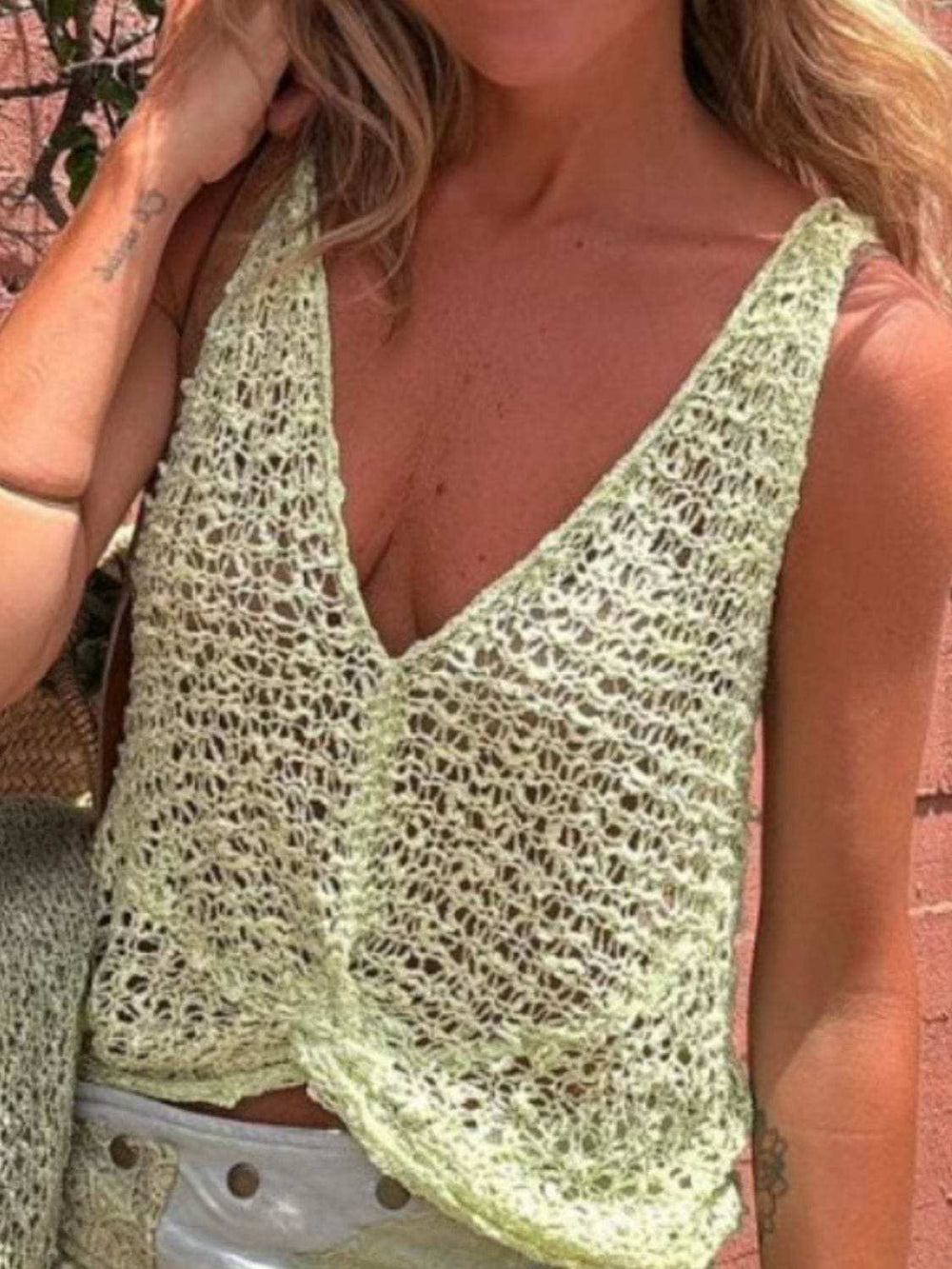 Crochet V-Neck Tank - Trendsi - Flyclothing LLC