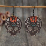 Alloy Hook Wooden Skeleton Earrings - Trendsi