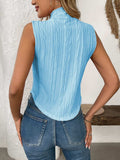Texture Turtleneck Sleeveless Top - Trendsi - Flyclothing LLC