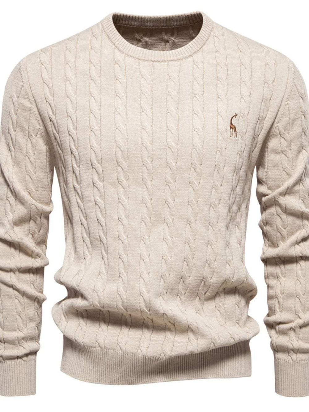 Men's Cable-Knit Round Neck Long Sleeve Sweater - Trendsi - Flyclothing LLC