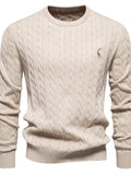 Men's Cable-Knit Round Neck Long Sleeve Sweater - Trendsi - Flyclothing LLC