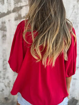 Full Size Smocked Puff Sleeve Blouse Plus Size - Trendsi - Flyclothing LLC