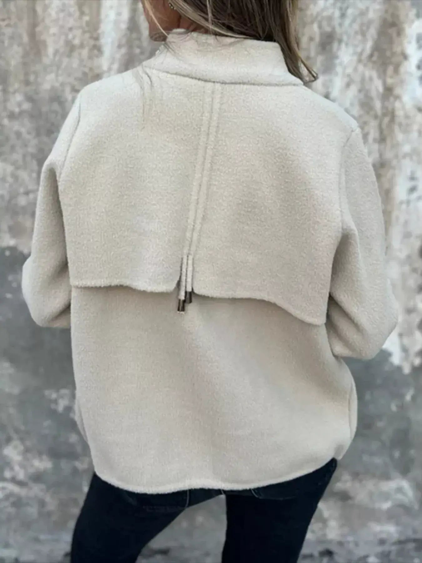 Full Size Textured Knit Zip Up Outerwear Plus Size - Trendsi - Flyclothing LLC