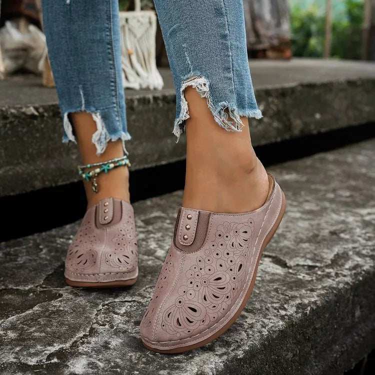 Round Toe Cutout Slip-Ons - Trendsi - Flyclothing LLC