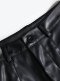 PU Leather High Rise Shorts - Trendsi