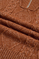 Zip-Up Cable Knit Drop Shoulder Sweater Dress - Trendsi - Flyclothing LLC