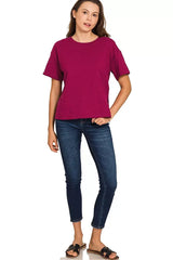 Zenana Cotton Slub Short Sleeve Tee - Trendsi - Flyclothing LLC