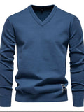 Men's Ribbed Hem V-Neck Long Sleeve Sweater - Trendsi - Flyclothing LLC