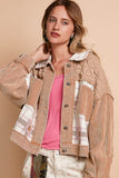 POL Corduroy Jacquard Patchwork Button Up Jacket - Trendsi
