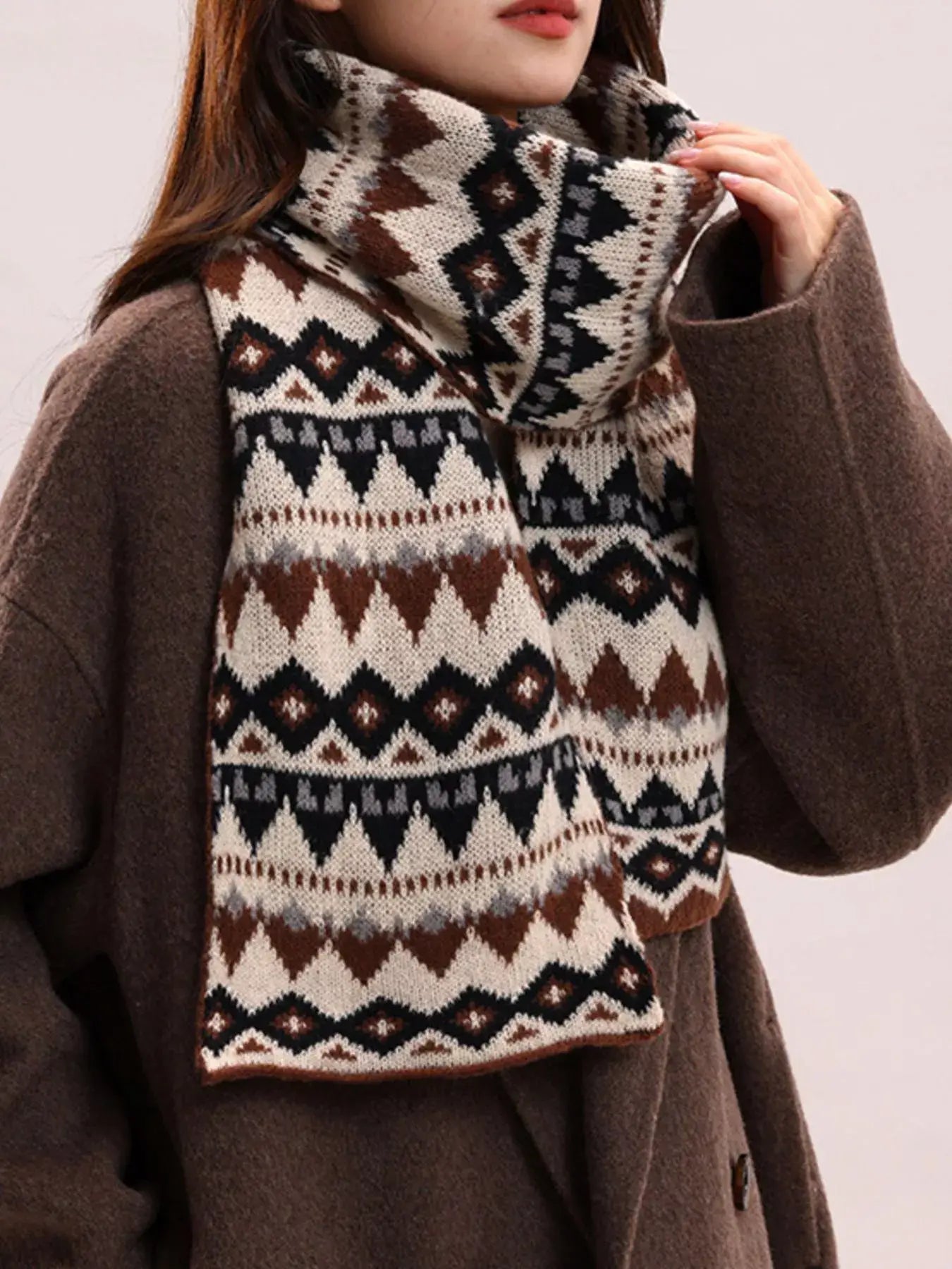 Vintage Geometric Knitted Scarf - Trendsi - Flyclothing LLC