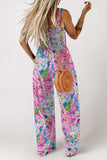 Floral Smocked Square Neck Jumpsuit with Pockets - Trendsi - Flyclothing LLC