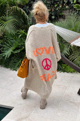 Letter Dropped Shoulder Long Sleeve Cardigan - Trendsi - Flyclothing LLC