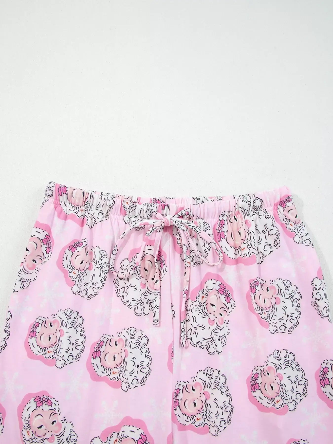 Santa Claus Print V Neck Tee Drawstring Pants 2pcs Lounge Set - Trendsi - Flyclothing LLC