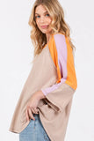 SAGE + FIG Color Block Curved Hem T-Shirt - Trendsi