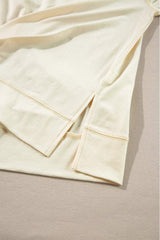 Slit Notched Long Sleeve Blouse - Trendsi - Flyclothing LLC