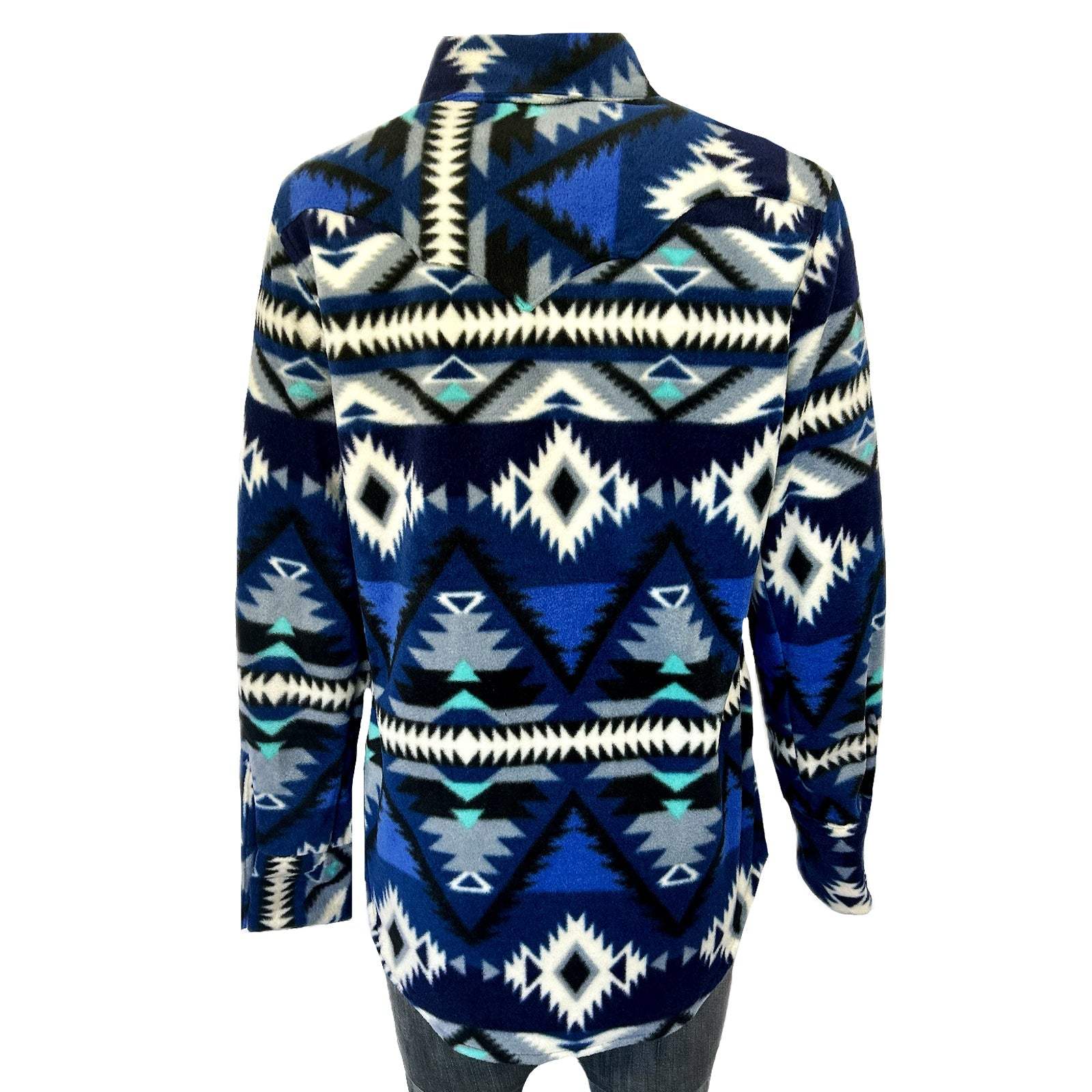 Rockmont Clothing Women's Native Pattern Fleece Western Shirt in Blue & Black - Rockmount Clothing - Flyclothing LLC