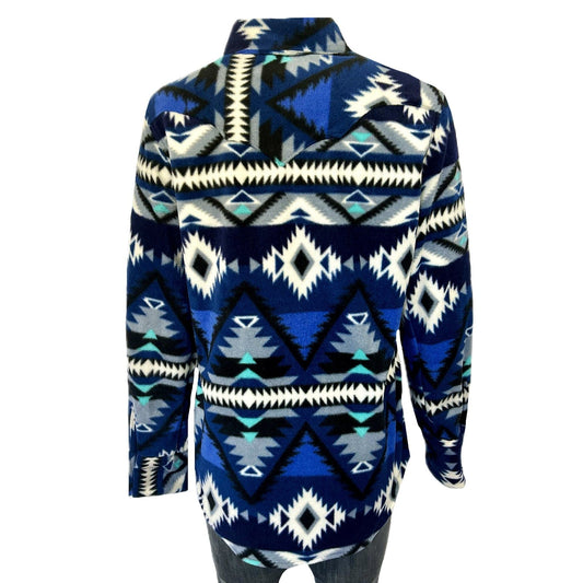 Rockmont Clothing Women's Native Pattern Fleece Western Shirt in Blue & Black - Rockmount Clothing