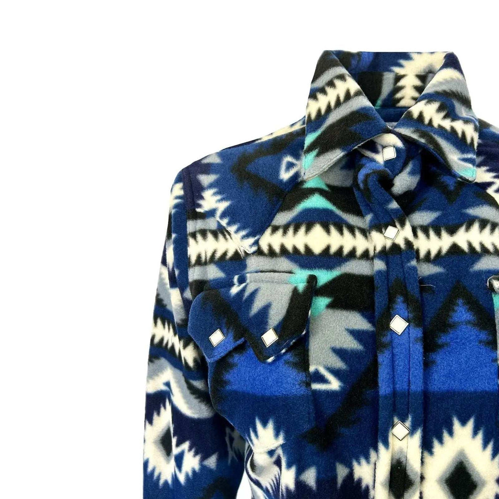 Rockmont Clothing Women's Native Pattern Fleece Western Shirt in Blue & Black - Rockmount Clothing - Flyclothing LLC