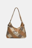 PU Leather Color Block Shoulder Bag - Trendsi