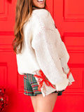 Bow Round Neck Dropped Shoulder Sweater - Trendsi