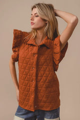 BiBi Quilting Knit Ruffle Sleeve Vest - Trendsi - Flyclothing LLC