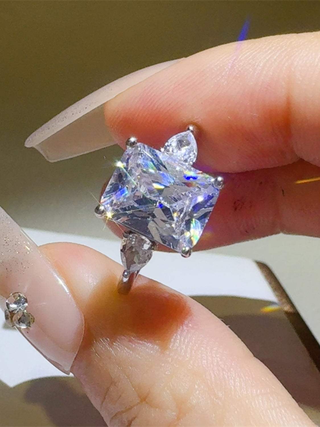 3 Carat Moissanite 925 Sterling Silver Square Shape Ring - Trendsi - Flyclothing LLC