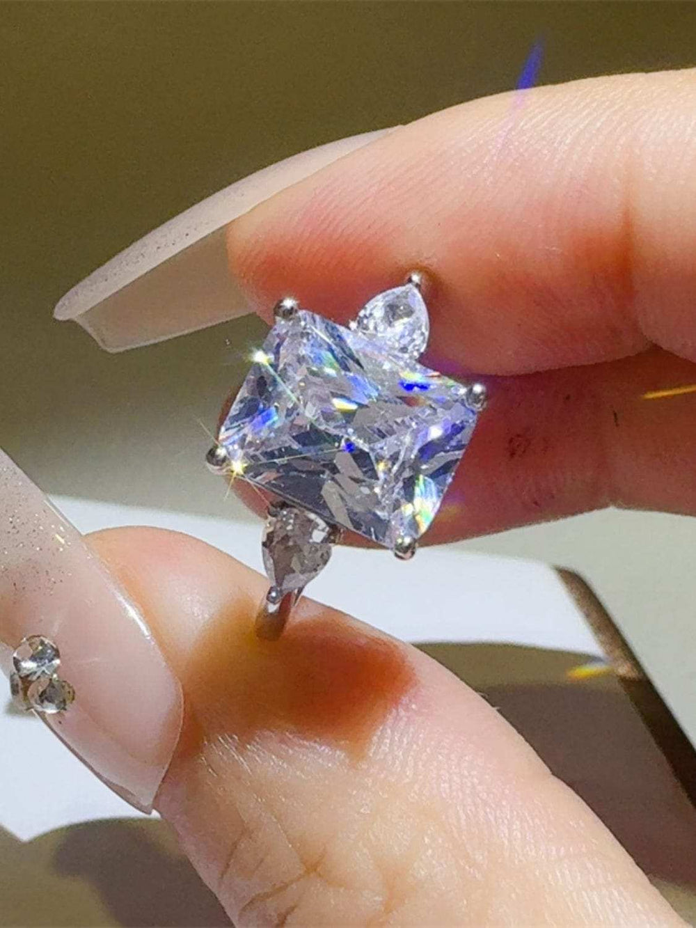 3 Carat Moissanite 925 Sterling Silver Square Shape Ring - Trendsi - Flyclothing LLC