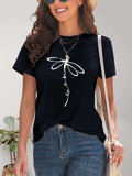 Dragonfly Graphic Round Neck Short Sleeve T-Shirt - Trendsi - Flyclothing LLC