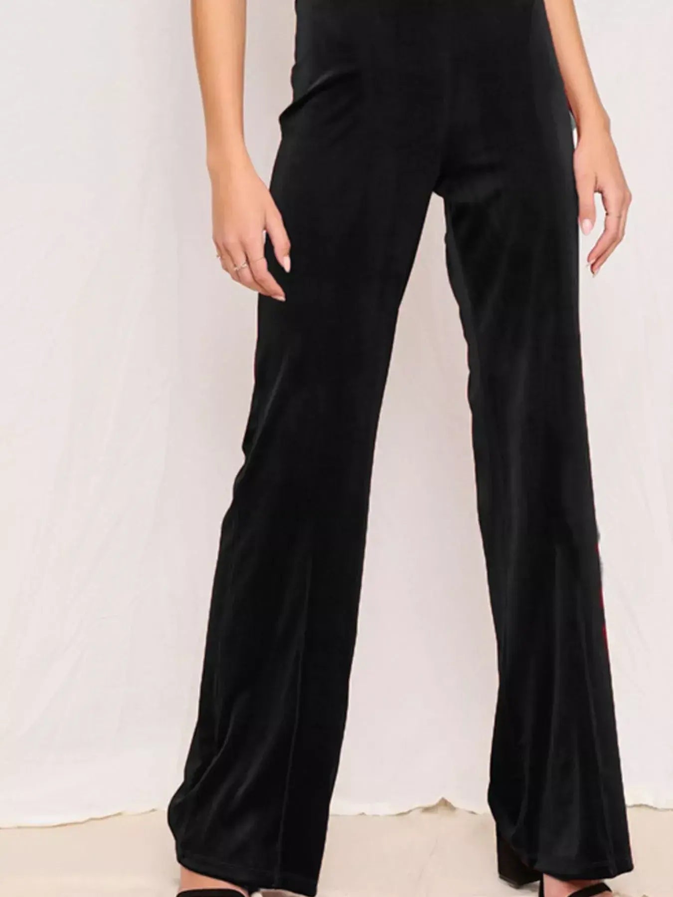 Full Size Velvet Wide Leg Pants Plus Size - Trendsi - Flyclothing LLC