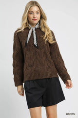 Umgee Cable Knit Cozy Sweater - Trendsi - Flyclothing LLC