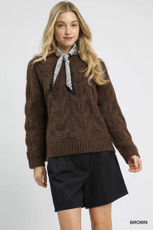 Umgee Cable Knit Cozy Sweater - Trendsi - Flyclothing LLC